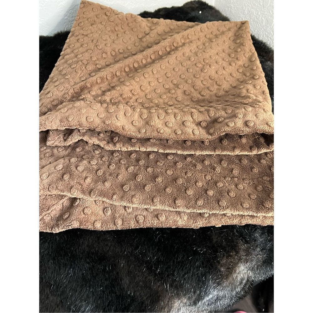 SWANKIE BLANKIE Green Brown zebra  Dot Blanket Plush Satin Ruffle Trim 31x34” HT